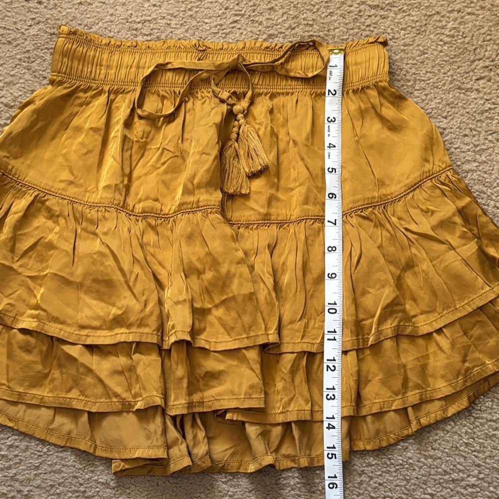 NWT Aerie Golden Tiered Ruffle Mini Skirt Size XS - Picture 9 of 10